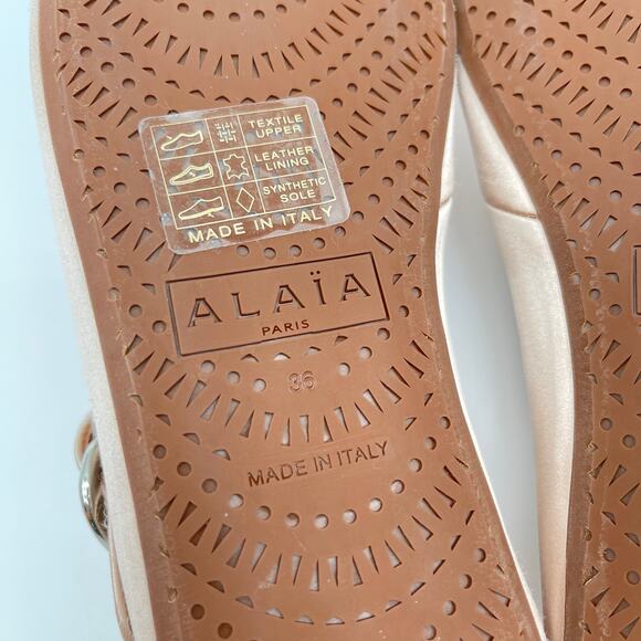 ALAIA | Criss Cross Satin Ballet Flat in Nude Baby Pink w/ Box 36 - Picture 15 of 16